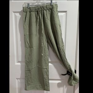 A New Day green linen wide leg pants size large